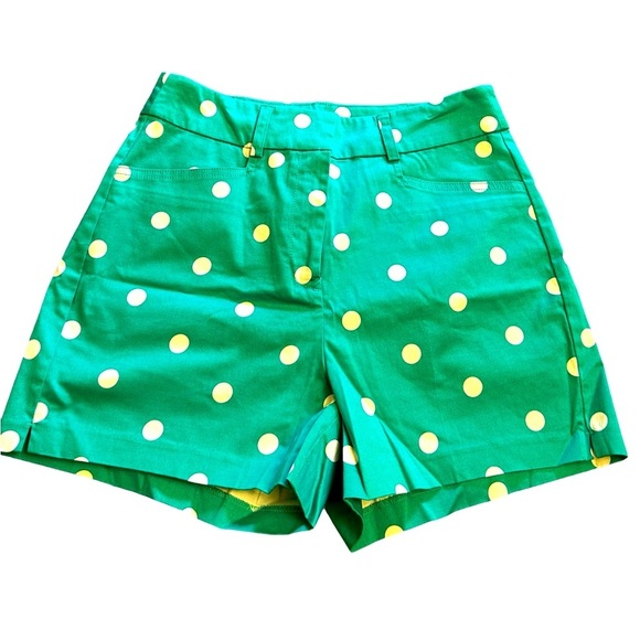 New York & Company green polka dot high waisted shorts size 4 - Picture 1 of 6